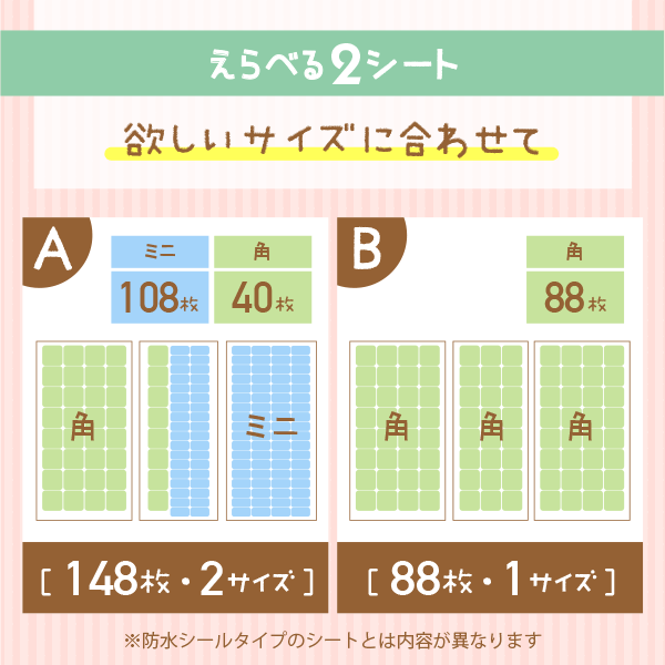 「サイズ」イラスト入りは「極小」までイラストつき!