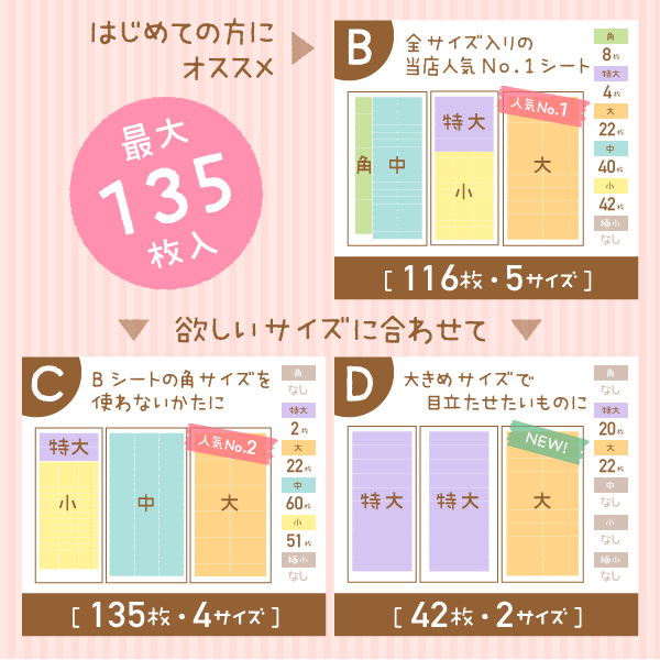 はじめての方にオススメ・欲しいサイズに合わせて